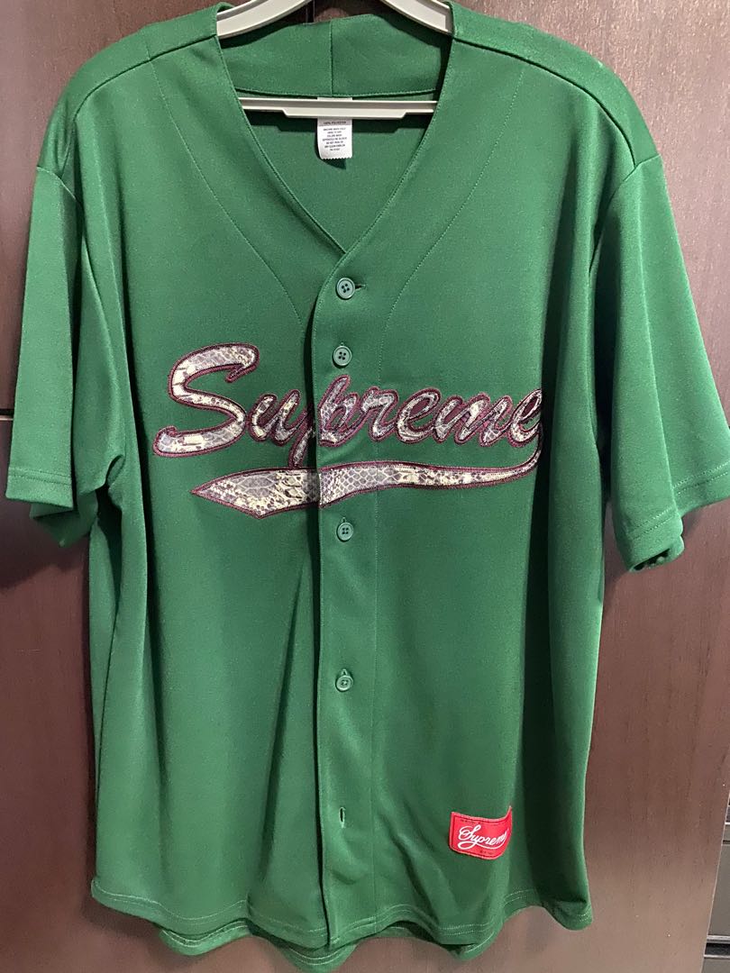 Supreme snake script logo baseball jersey, Men's Fashion, Tops