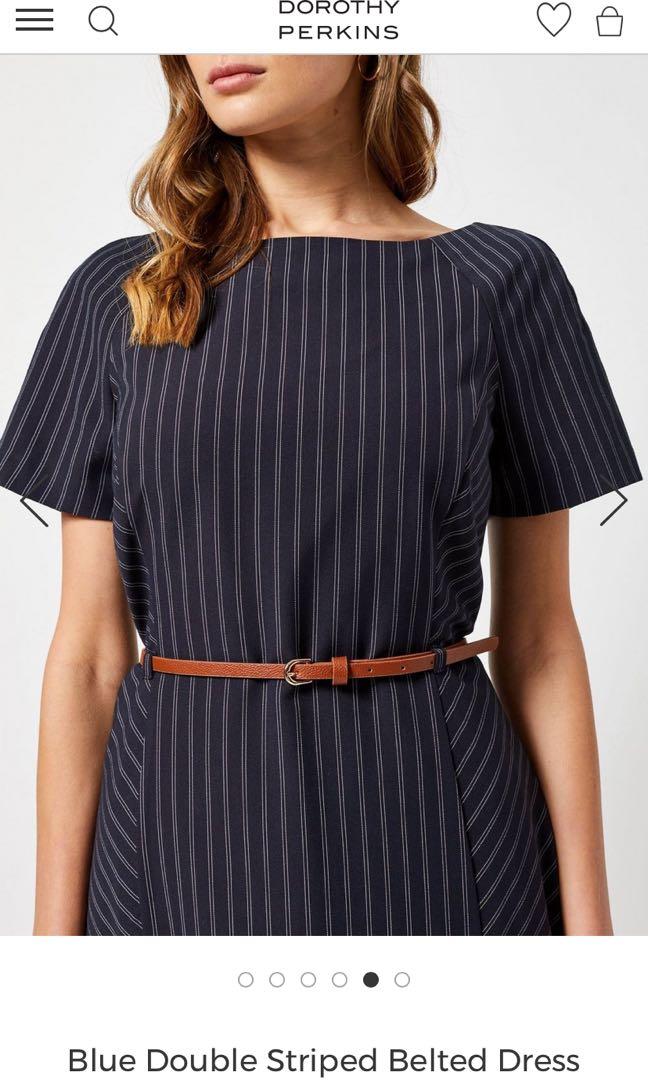 Dorothy Perkins Double Stripe Belted Dress Women s Fashion Dresses Sets Dresses on Carousell