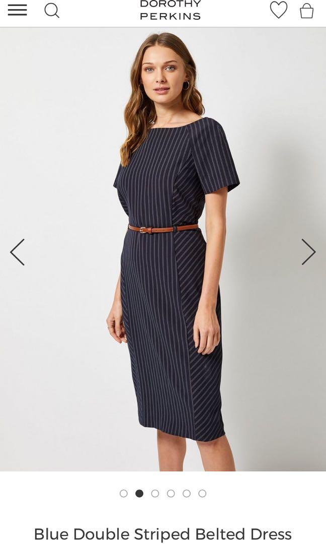 Dorothy Perkins Double Stripe Belted Dress Women s Fashion Dresses Sets Dresses on Carousell