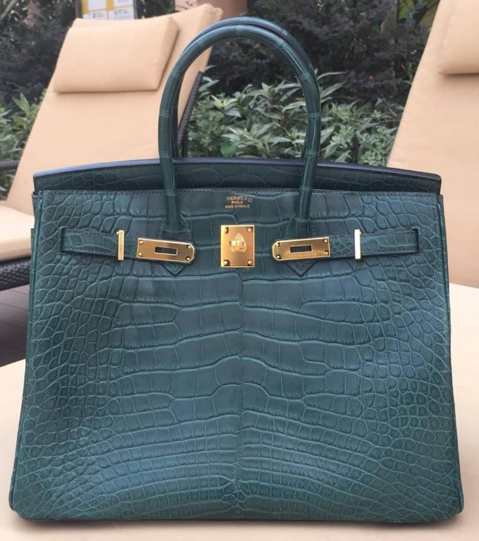 Hermes Birkin 35 in Vert Fonce: Crocodile