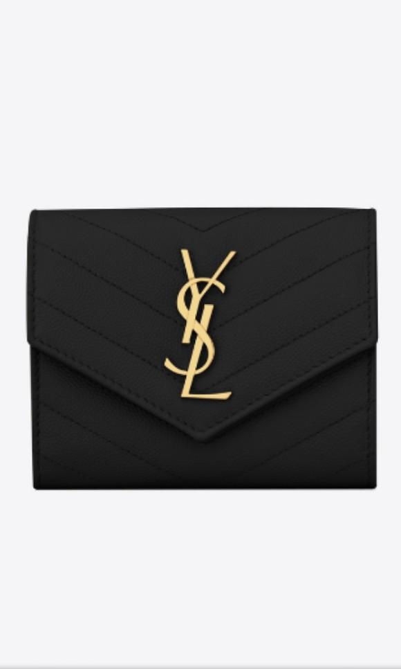 Monogram compact tri fold in grain de poudre embossed leather sale