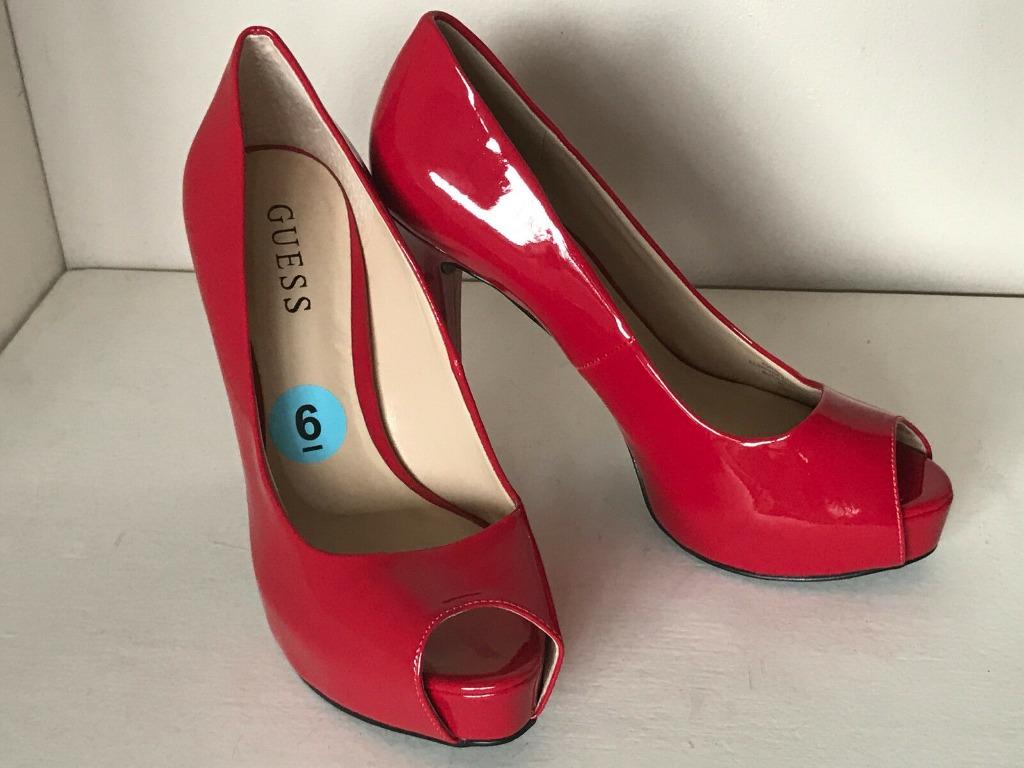 NEW GUESS ROSALIE LIPSTICK RED PLATFORM SANDALS PUMPS HEELS SHOES Women s Fashion Footwear Heels on Carousell