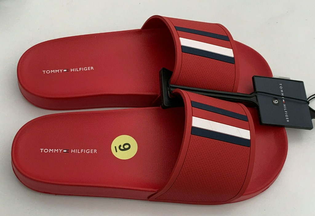 red tommy hilfiger slides