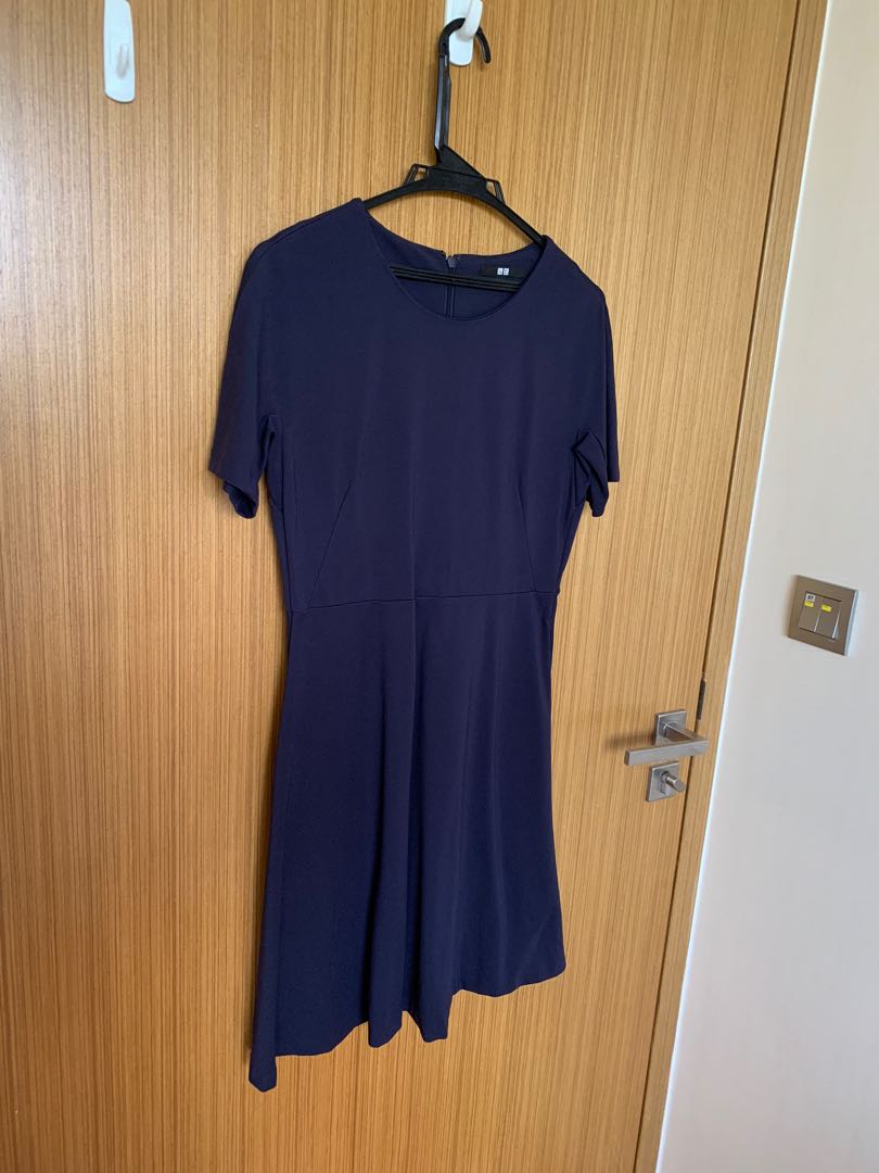 Uniqlo ponte navy blue office dress 