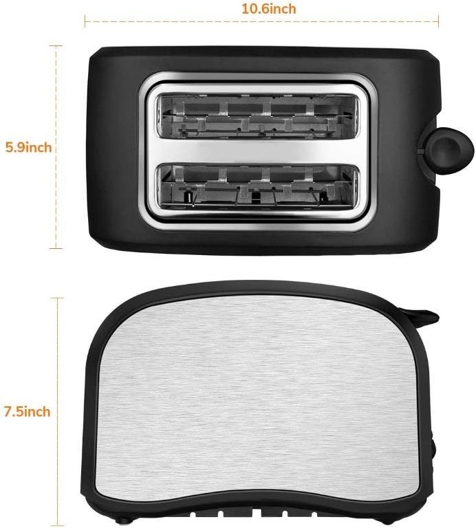 Blcak 2 Slice Toaster CUSIBOX Wide Slot Toaster 2 Slice Best Rated Prime with Pop up Reheat Defrost Cancel Function 
