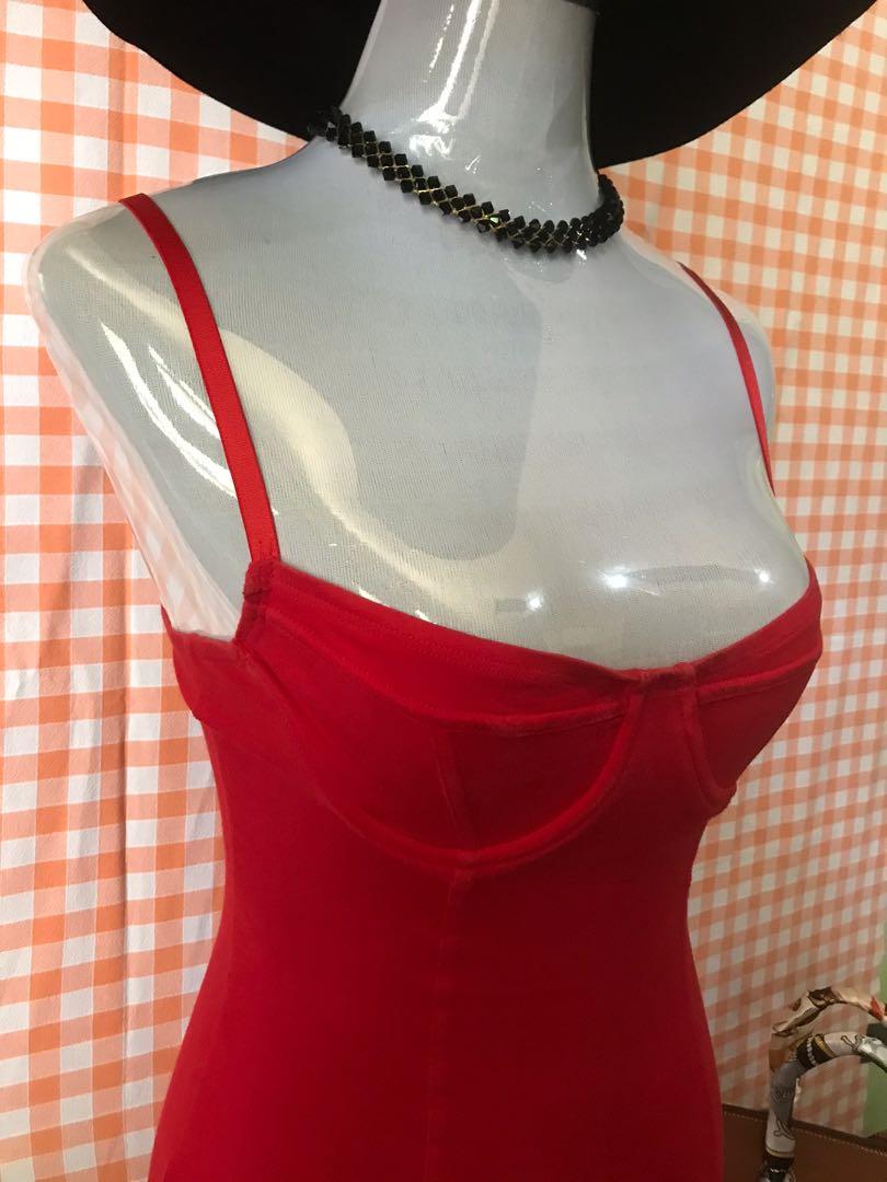 American Apparel Cotton Spandex Jersey Underwire Bustier Red Dress