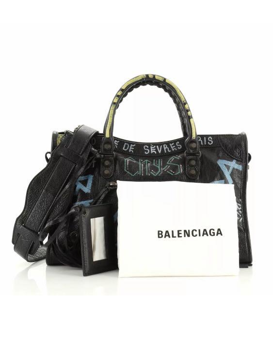 Balenciaga City Graffiti Classic Studs Bag Leather Small Black 2246731