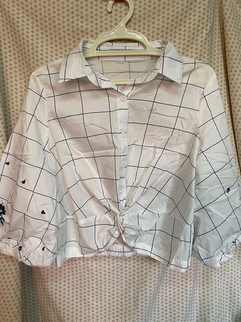 Embroidered blouse with front tie knot (Category: Blouses) located in Naga. Submitted by yoeeee21 (Listing ID 287685337, Image 1). Description: Super pretty and lakas makasosyaaal.