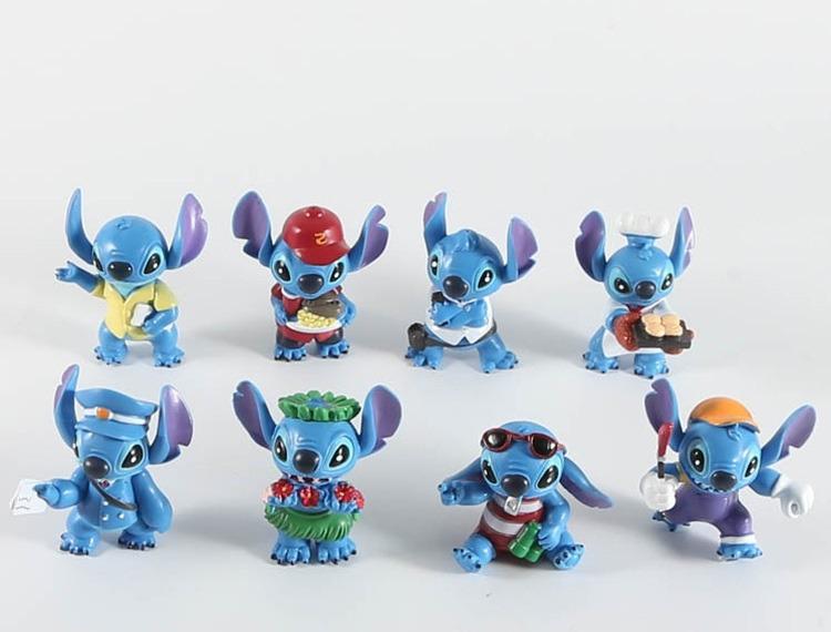 4PCs Disney Lilo Stitch Mini Figure Toy Set Birthday Cake Topper Kids Gift DIY 
