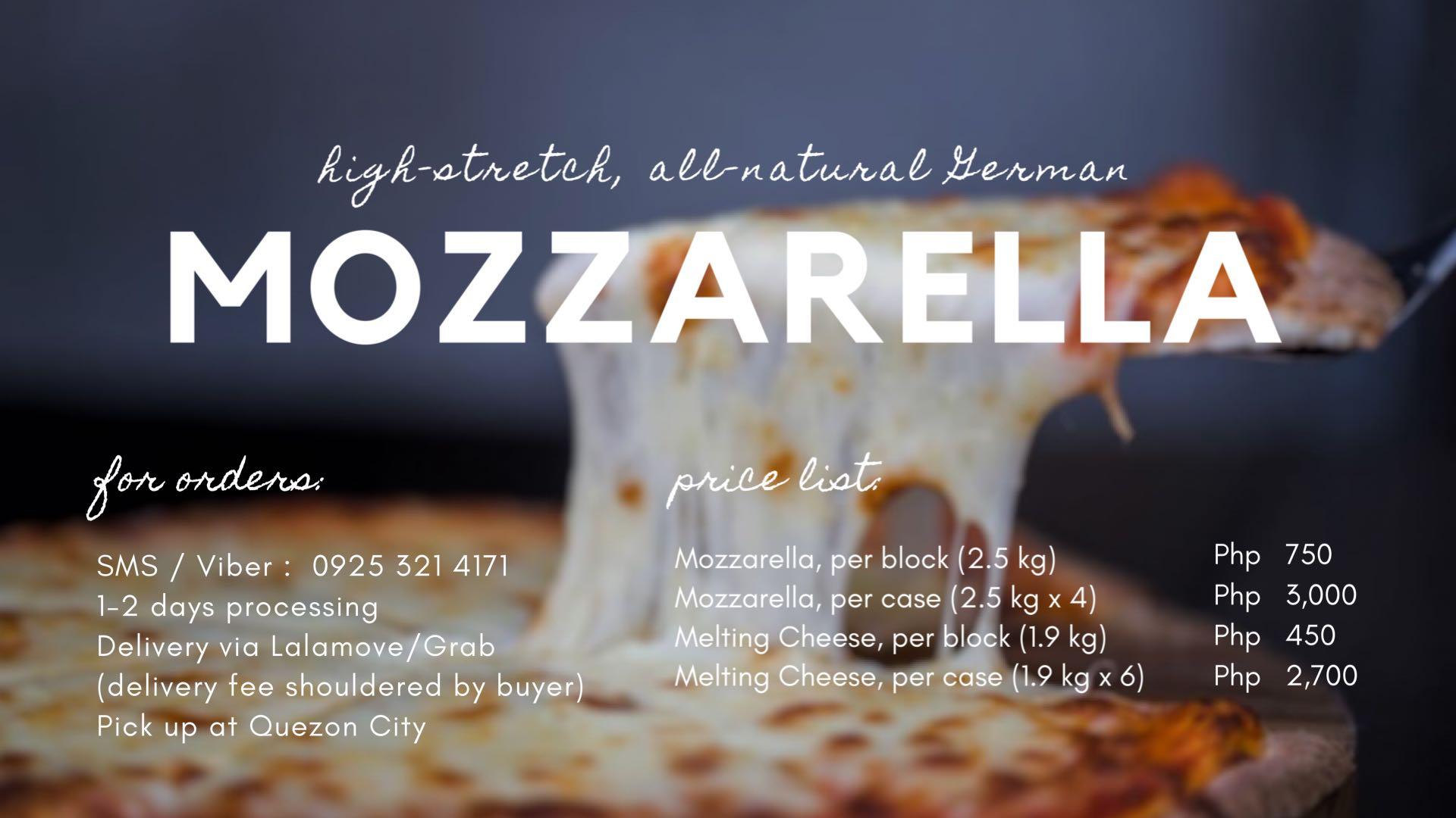 MOZZARELLA AND QUICKMELT MELTING CHEESE FOR PIZZA, PASTA, AND BREADS
