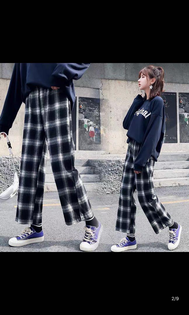 Black White Checkered High Waist Pants Women S Fashion Clothes Pants Jeans Shorts On Carousell