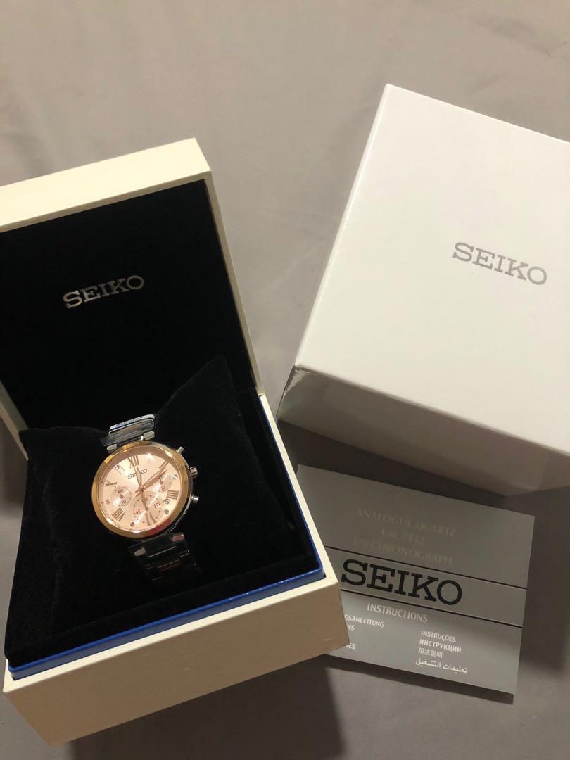 BNIB SEIKO LUKIA CHRONOGRAPH SRW788P1 STAINLESS STEEL WOMEN S TWO
