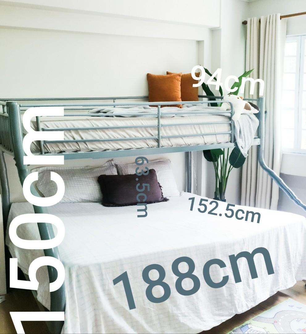 Bunk bed queen and single bed mattress grey, Furniture & Home Living