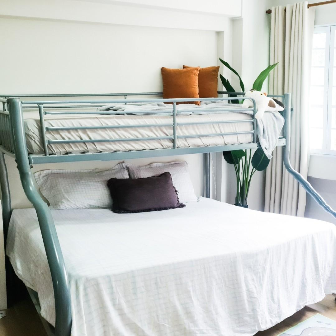 Bunk bed queen and single bed mattress grey, Furniture & Home Living