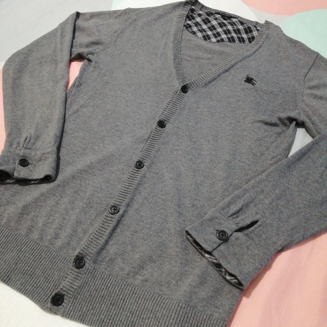 BURBERRY BLACK LABEL Men s Grey Cardigan Men s Fashion Coats
