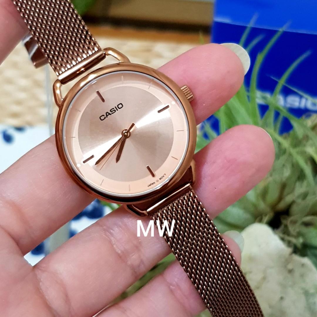 Casio classic rose gold stainless steel analog watch