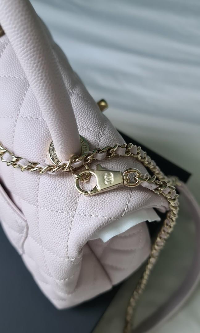 Chanel Small Coco Handle Chevron Purple Lilac Caviar Gold Hardware