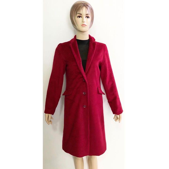 red wool trench coat