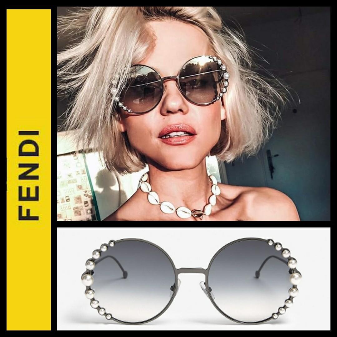 fendi round pearl sunglasses