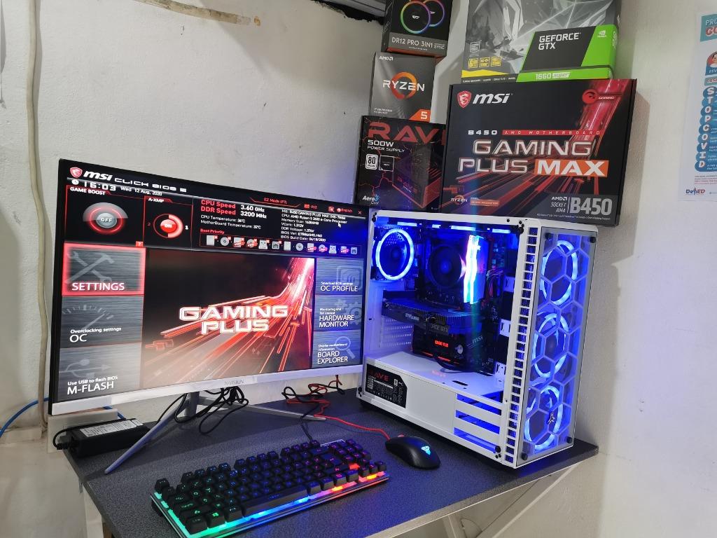 Gaming Computer Set Ryzen 5 3600 Msi B40 Gaming 16gb Ram Gtx 1660 Super 480 Gb Ssd Invision Monitor Curved 27inch Computers Tech Desktops On Carousell