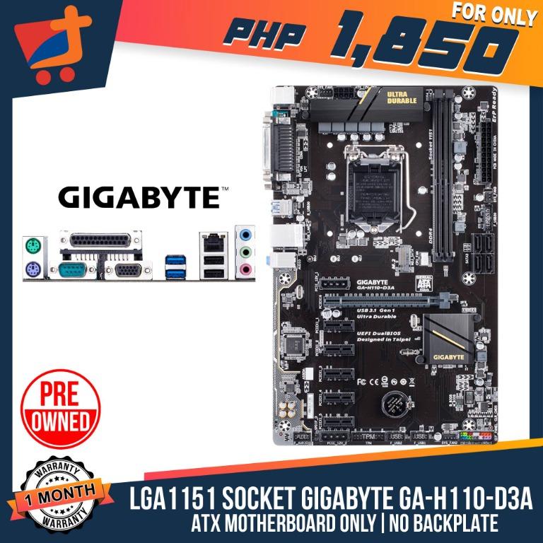 Gigabyte Technology Ga H110 D3a Lga 1151 Electronics Computer Parts Accessories On Carousell