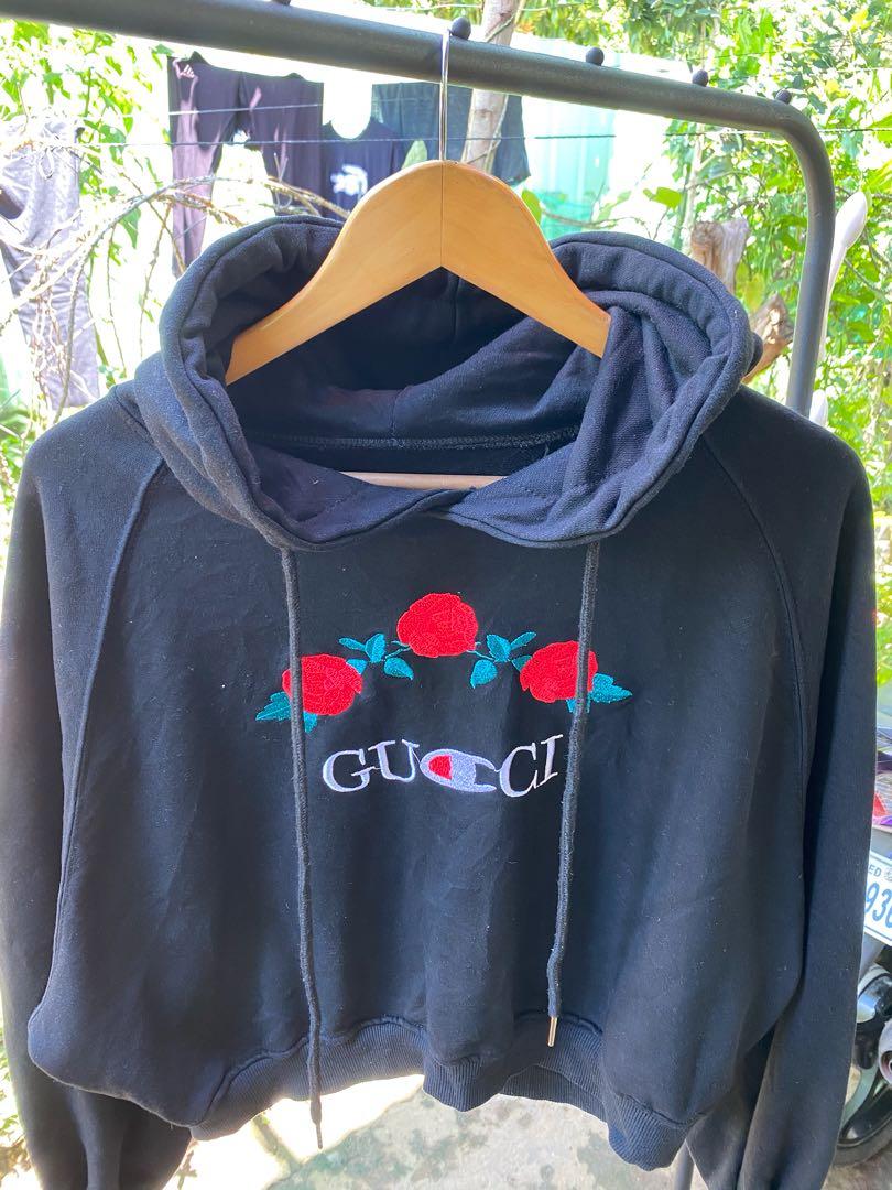 Gucci crop top hoodie OFF FAKE