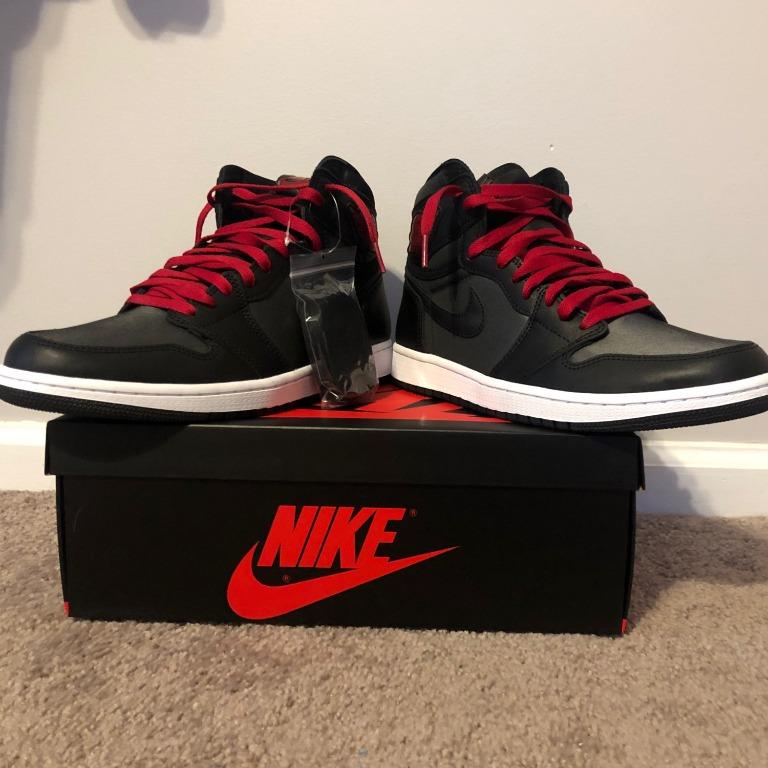 Jordan 1 Retro High Black Satin Gym Red 10 5us Men S Fashion Footwear Sneakers On Carousell
