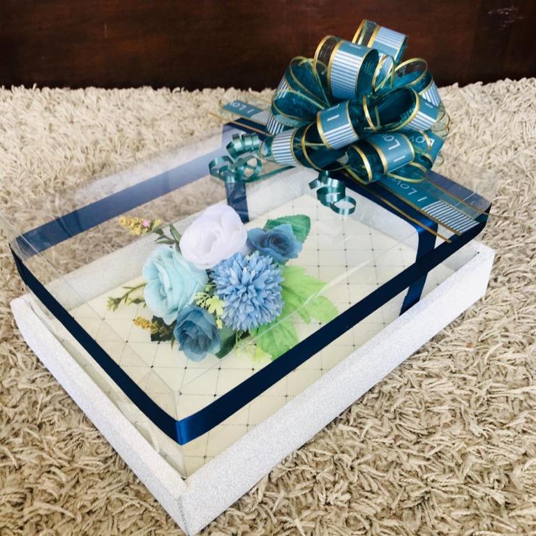 Jual 4 Kotak Hantaran Dulang Hantaran Blue Flower Design Craft Craft Supplies Tools On Carousell