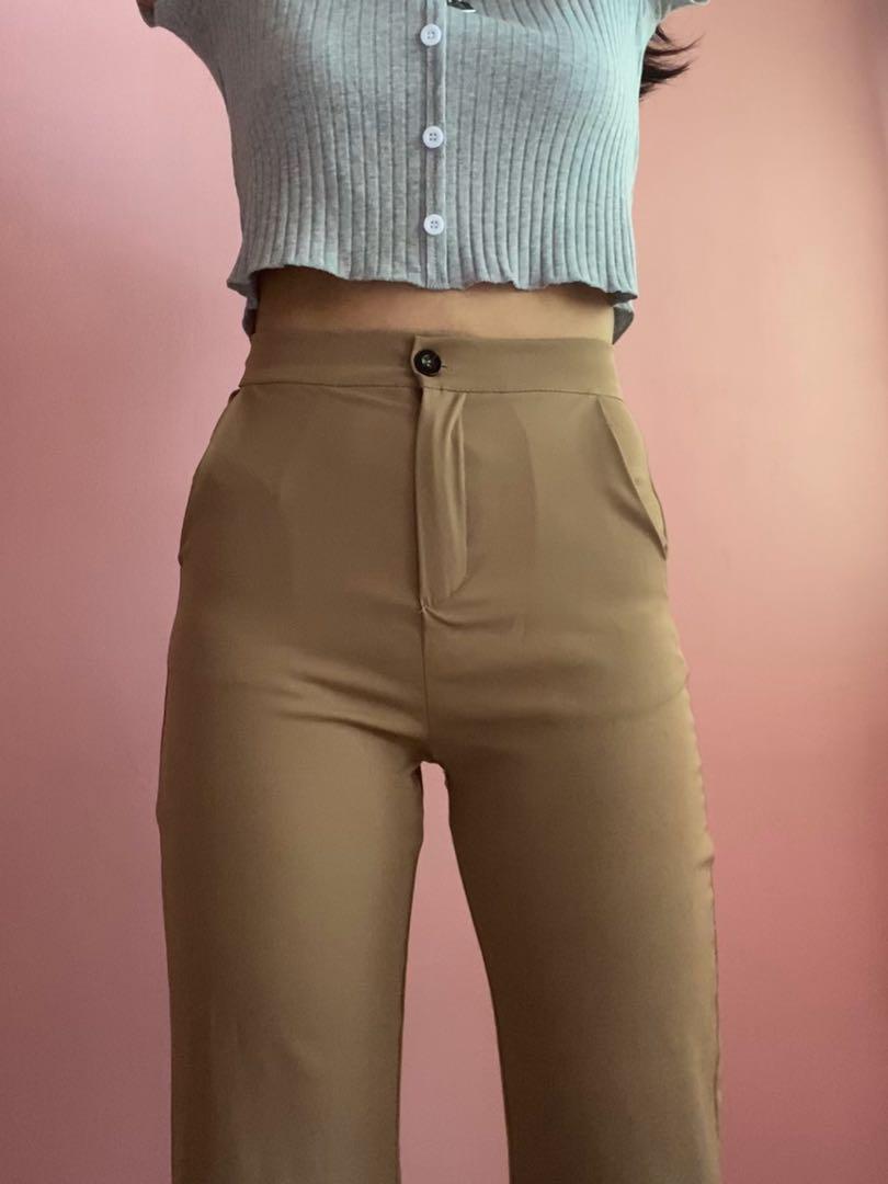 Khaki high waisted pants clearance