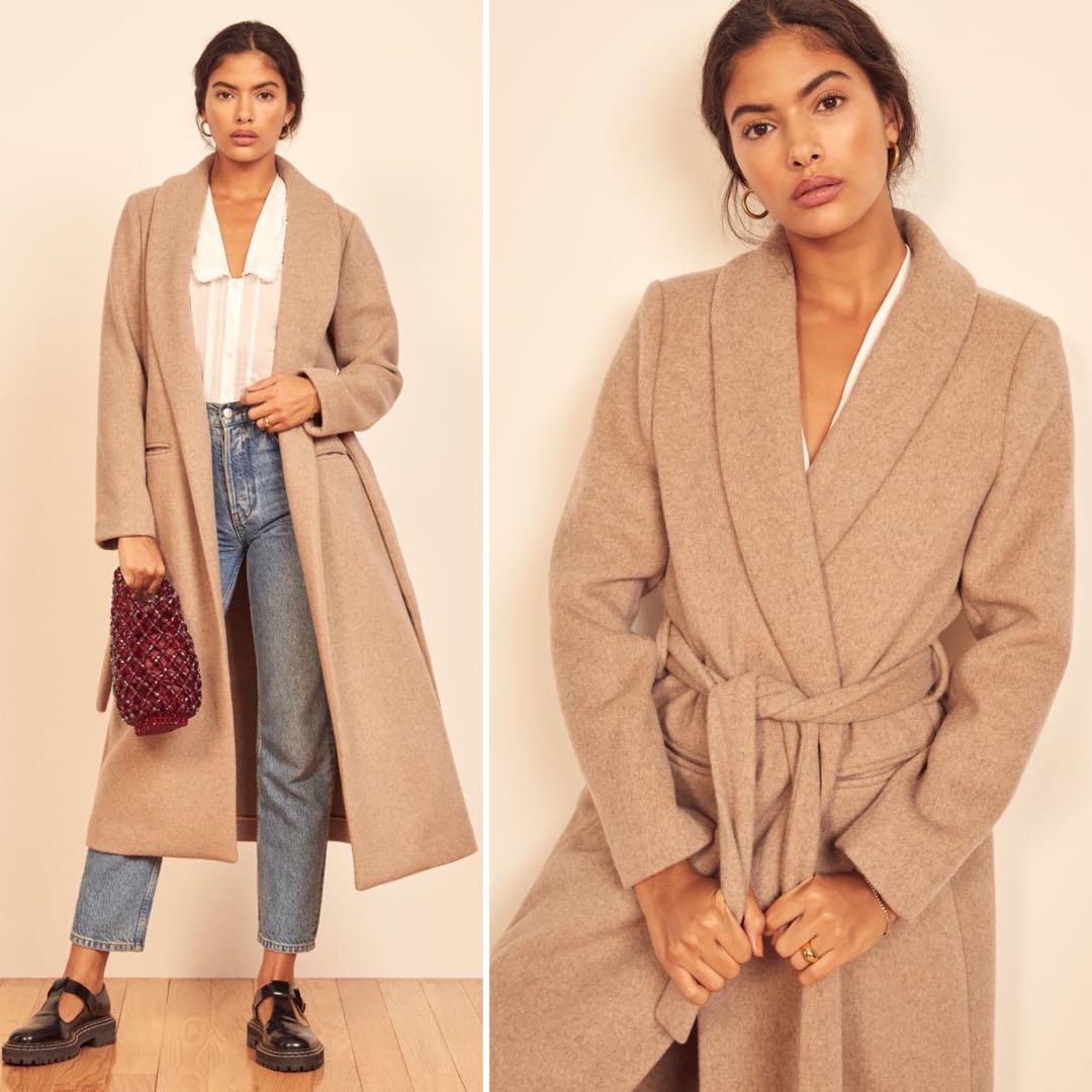 NEW Authentic Reformation Greenwich Coat in Camel ref