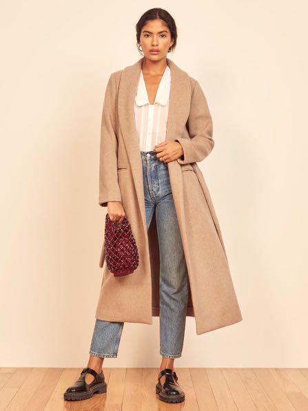 NEW Authentic Reformation Greenwich Coat in Camel ref