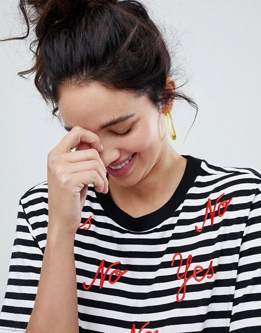 Embroidered Oversized Stripes T-Shirt 
