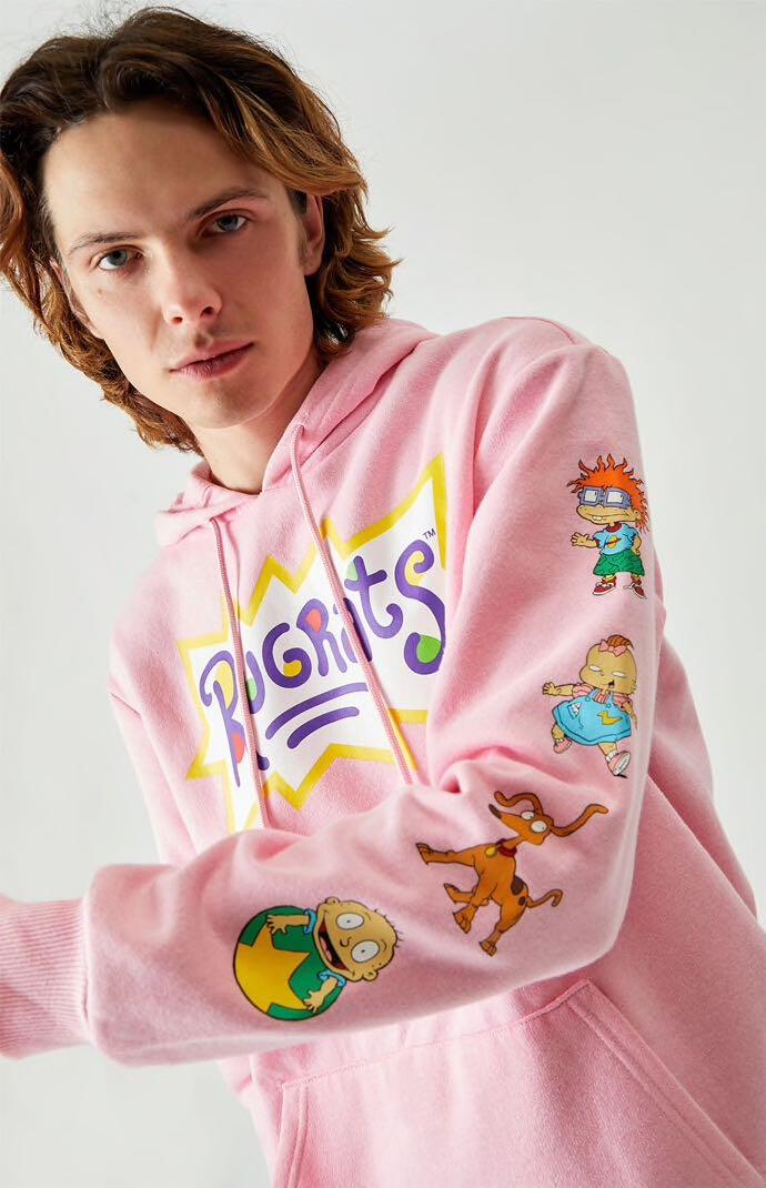 Nickelodeon Rugrats Pink Hoodie Fesyen Wanita Pakaian Wanita