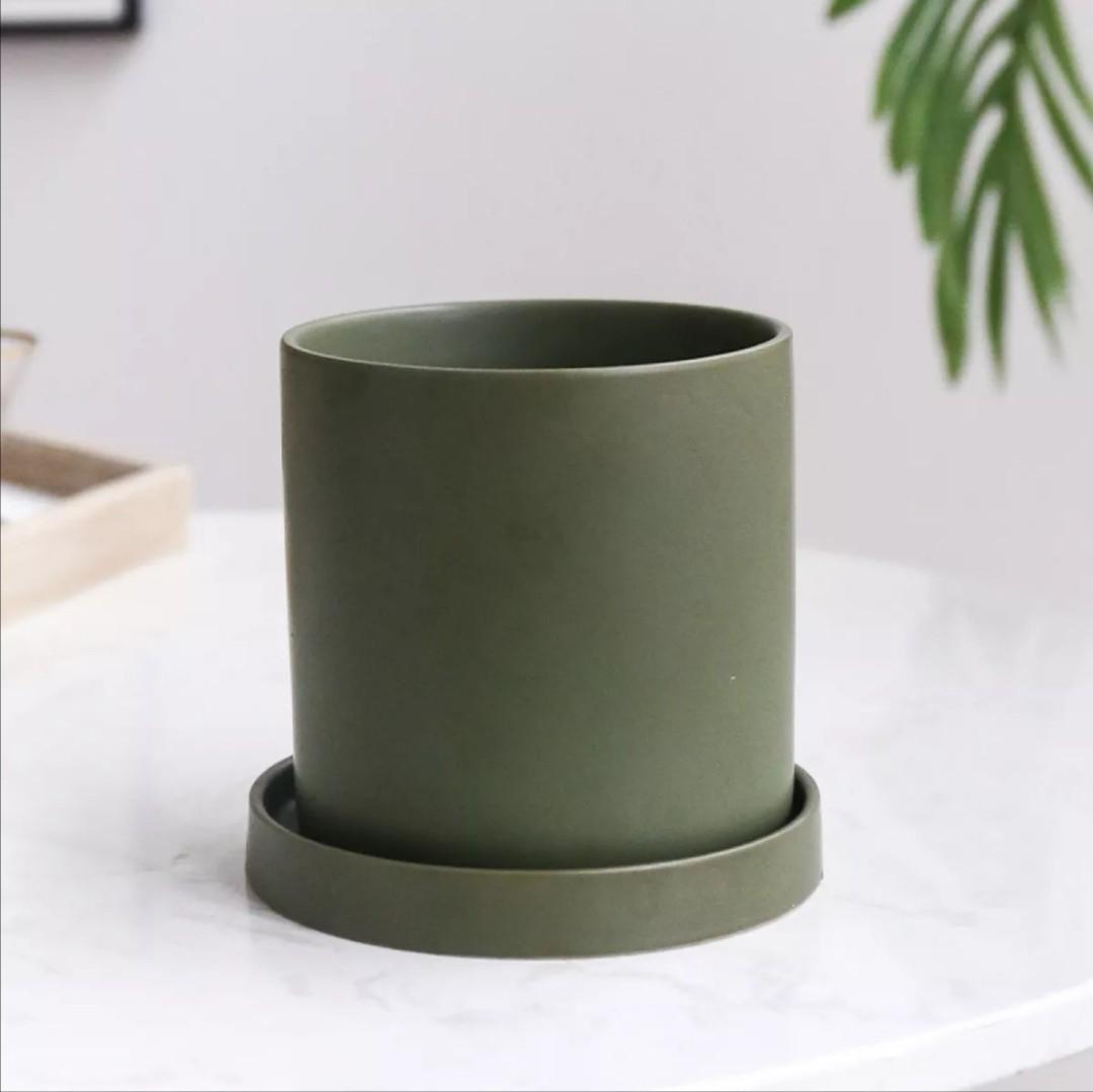 Nordic Ceramic Planter Matt Green And Glossy Black Gardening Pots Planters On Carousell