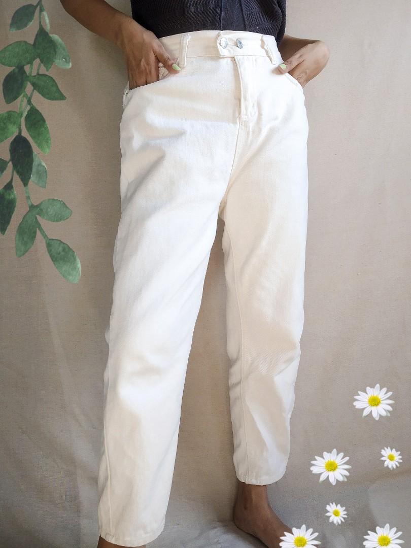 white denim mom jeans