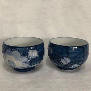 Pair of Blue Floral Orphaned Tea Cups