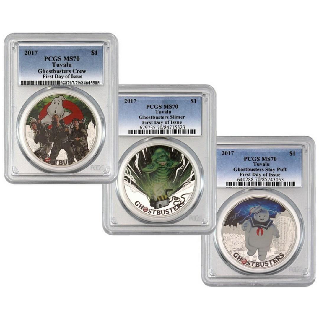 PCGS MS 70 Perth Mint Tuvalu Ghostbusters Silver Coin set (Category: Currency) located in Quezon City. Submitted by virg1 (Listing ID 1038688685, Image 1). Description: Sold as a set only. What's featured above are sample pictures of these rare coins. Only 5000 coins were minted per coin resulting to 322 complete sets possible..