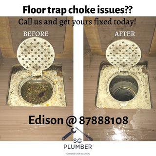 SG Plumber / Plumbing services / floor trap choked / leakage / Clear Choke / Clear Choke Service 87888108