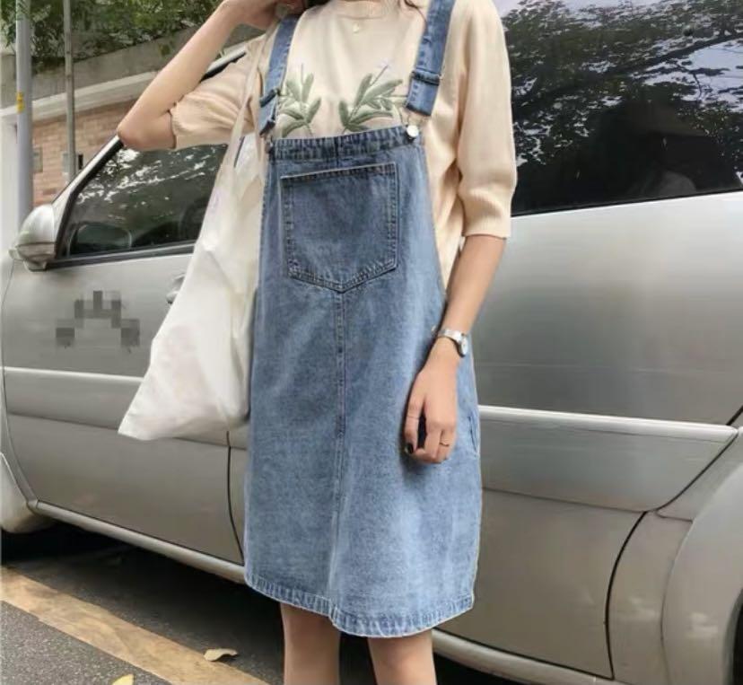 plus denim pinafore dress