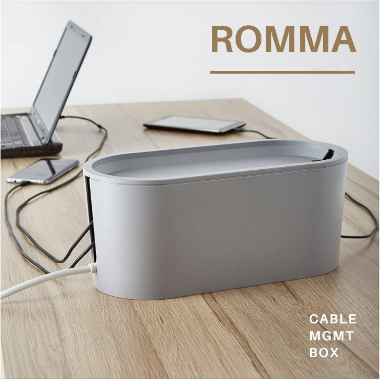 RARE! IKEA ROMMA Cable Organizing Box in Grey!, Furniture & Home Living