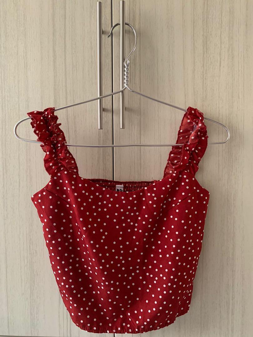 red and white polka dot crop top