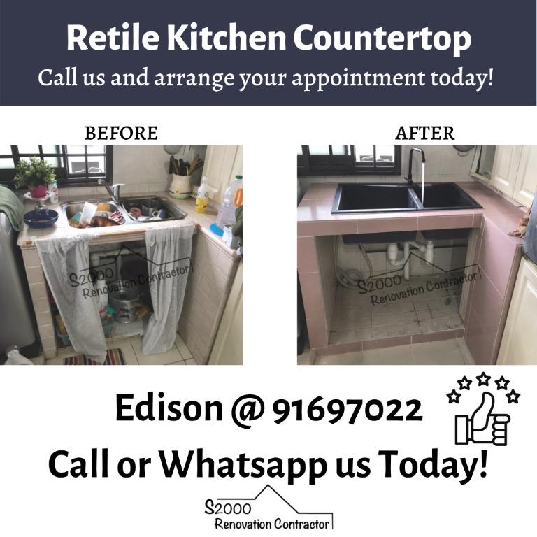 retile kitchen top retiling service replace tiles home services renovations on carousell