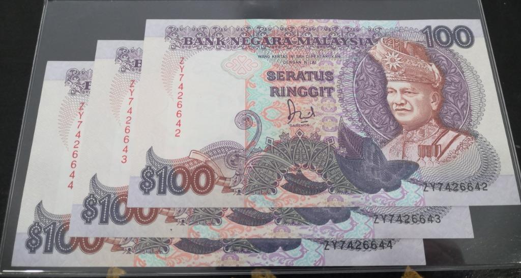 Rm100x3 Ringgit 6th Series Prefix Zy Antiques Currency On Carousell