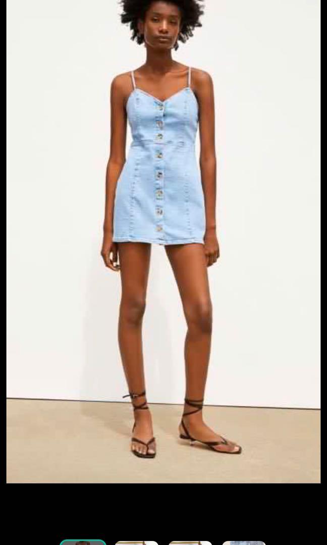 Tortoise shell button down denim dress Women s Fashion Tops