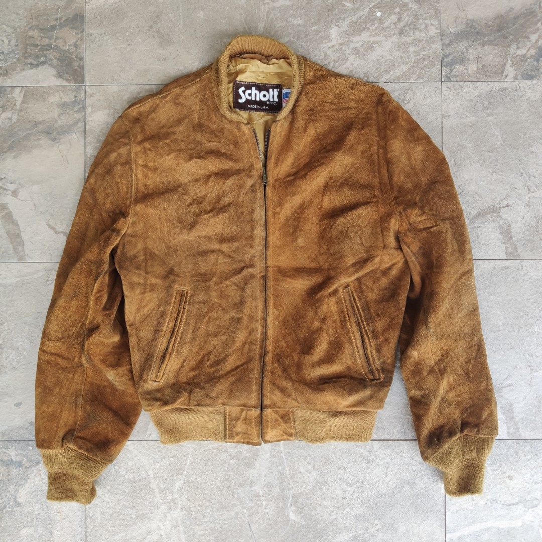 VINTAGE SCHOTT NYC SUEDE BOMBER JACKET MADE IN USA SIZE 38 Men s