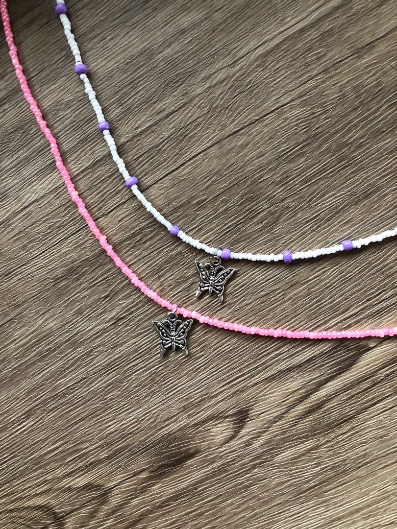 Y2k Butterfly beaded necklace, Women's 