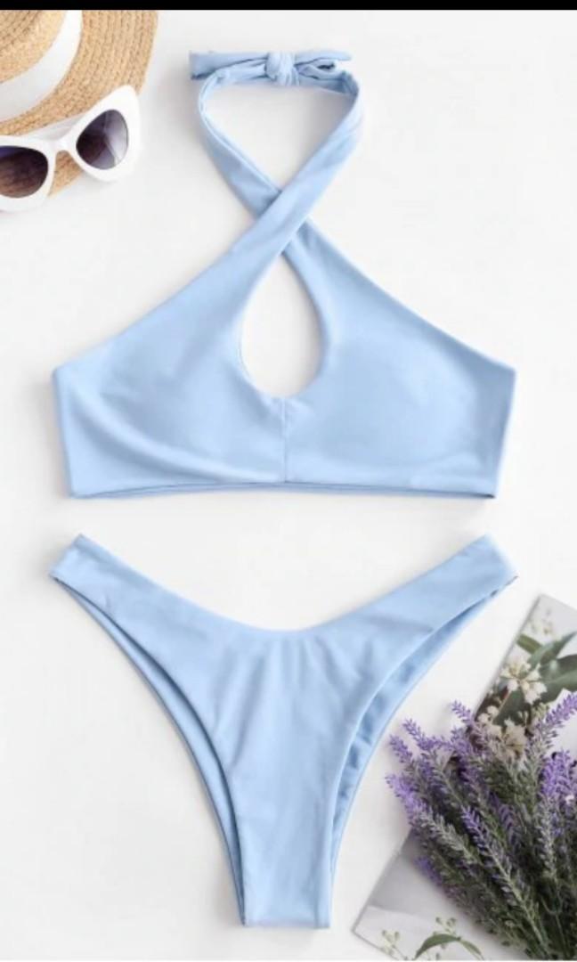 zaful baby blue bikini