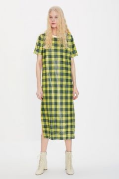 zara green plaid dress