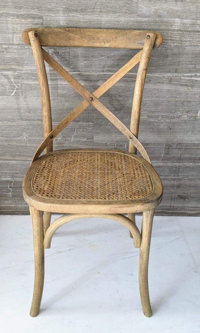 3 Wood Rattan Dining Chairs Restoration Hardware Furniture Tables Chairs On Carousell