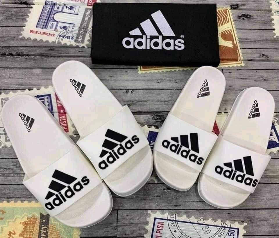 adidas slippers gray